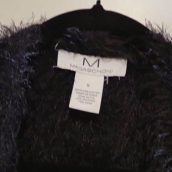 M Magaschoni Black Open Front Eyelash Cardigan - Picture 2 of 5